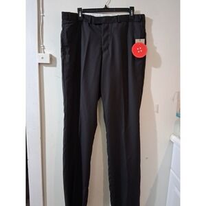 Oliver Spencer Mens 100% Wool Flat Front Pinstripe Trousers Swarm Brown 34 OST1C